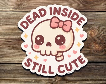 Kawaii Skull Vinyl Sticker: Funny Emo Laptop Decal