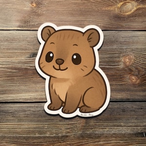 Pegatina de Hyrax Chibi: adorable calcomanía de vinilo de Hyrax de roca / Pegatina impermeable de animal kawaii para portátil, botella de agua y cuaderno