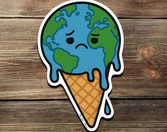 Melting Earth Eistüte Aufkleber: Bewusstsein für den Klimawandel