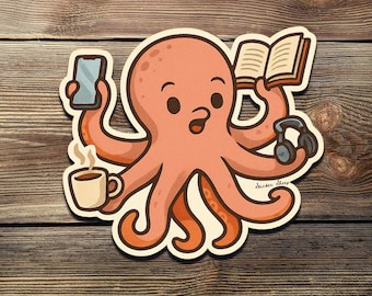 Multitasking Octopus-klistermärke: Rolig vattentät vinyldekal