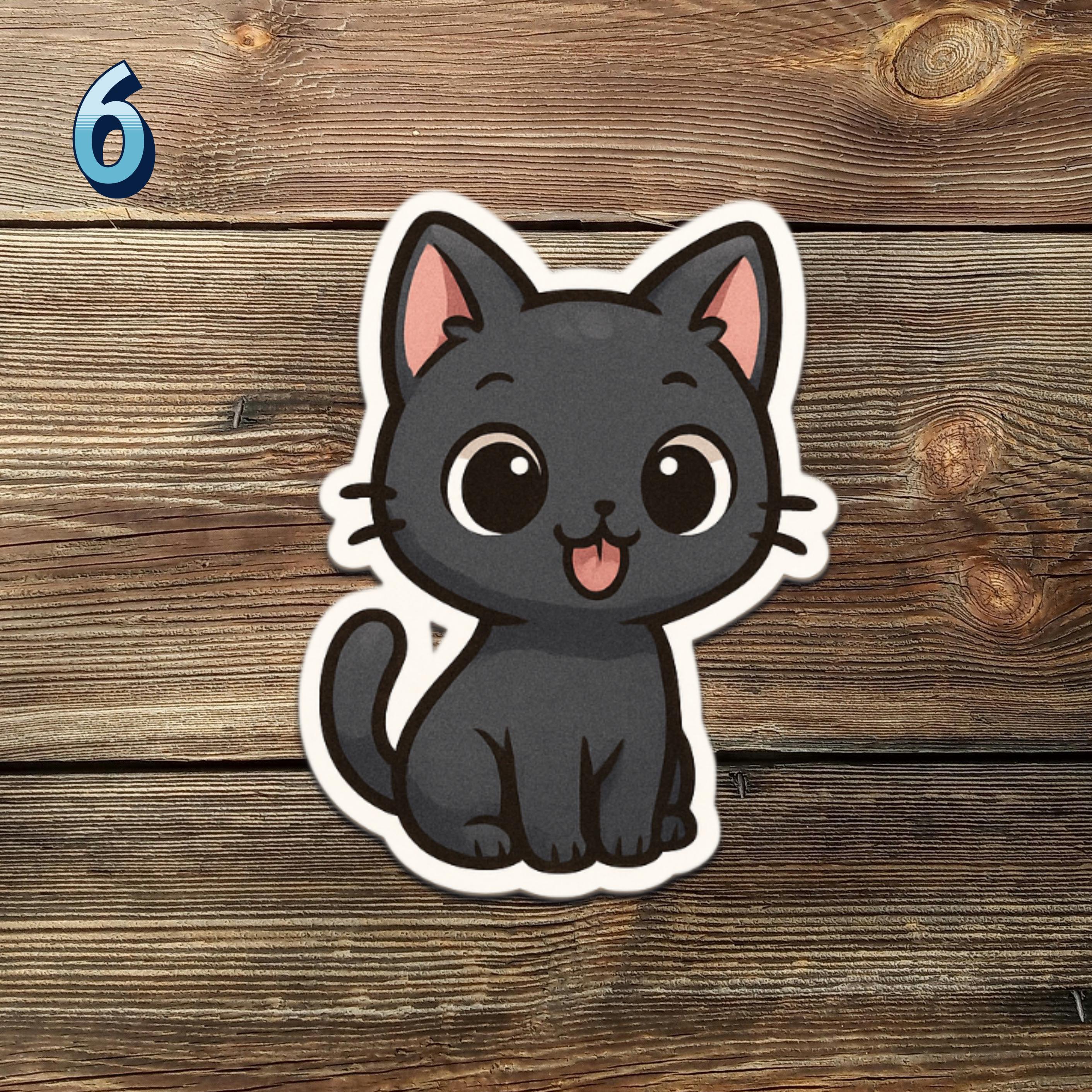 Black Cat Sticker Set: Kawaii Kitty Waterproof Vinyl Stickers - Etsy