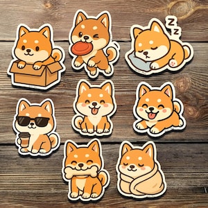 Kawaii Shiba Inu Dog Sticker Pack: Waterproof Vinyl Decals