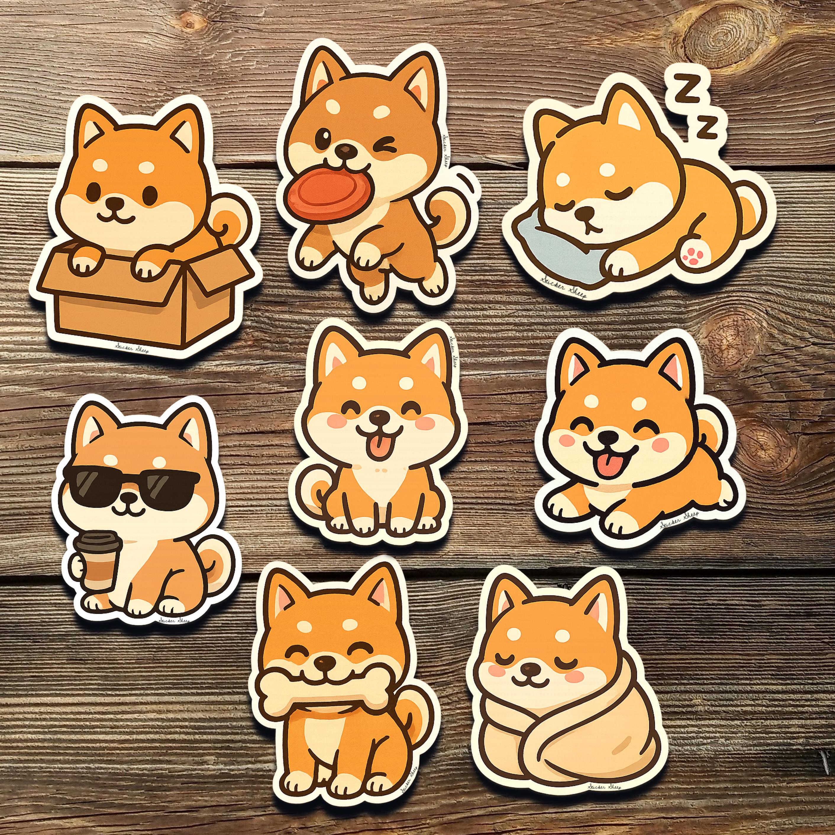 Kawaii Shiba Inu Dog Sticker Pack: Waterproof Vinyl Decals