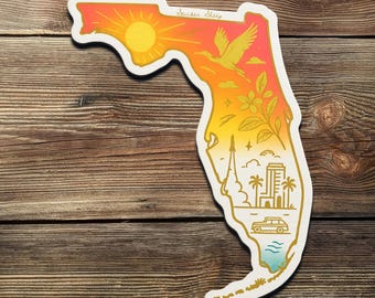 Vinilo adhesivo de atardecer en Florida: palmera tropical para portátil