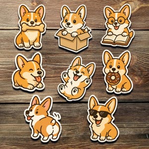 Corgis Aufkleber - Niedliche Corgis Hunde-Vinyl-Aufkleber | Chibi Hund Aufkleber für Corgis, Laptop, Journal, Geschenk für Corgis Liebhaber