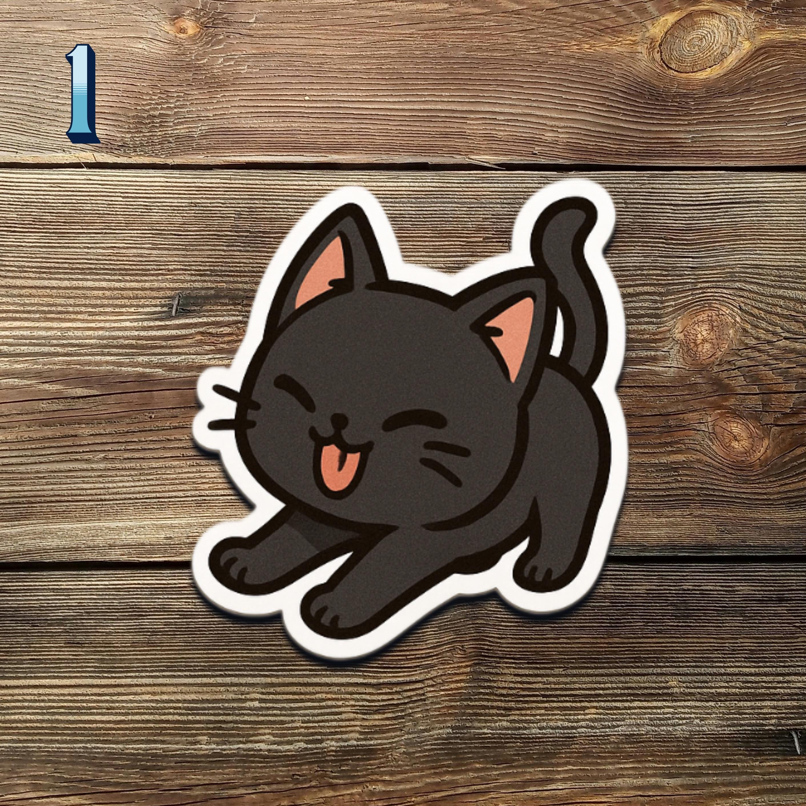 Black Cat Sticker Set: Kawaii Kitty Waterproof Vinyl Stickers - Etsy