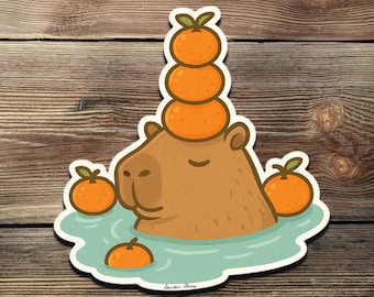 Capybara Hot Spring Sticker | Kawaii Animal Vinyl Decal