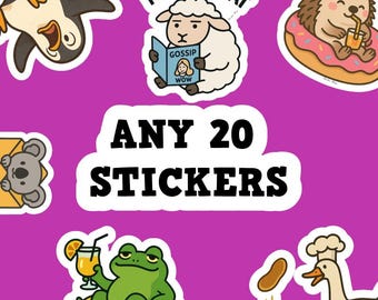 Custom Sticker Pack: Choose Any 20 Matte Vinyl Stickers