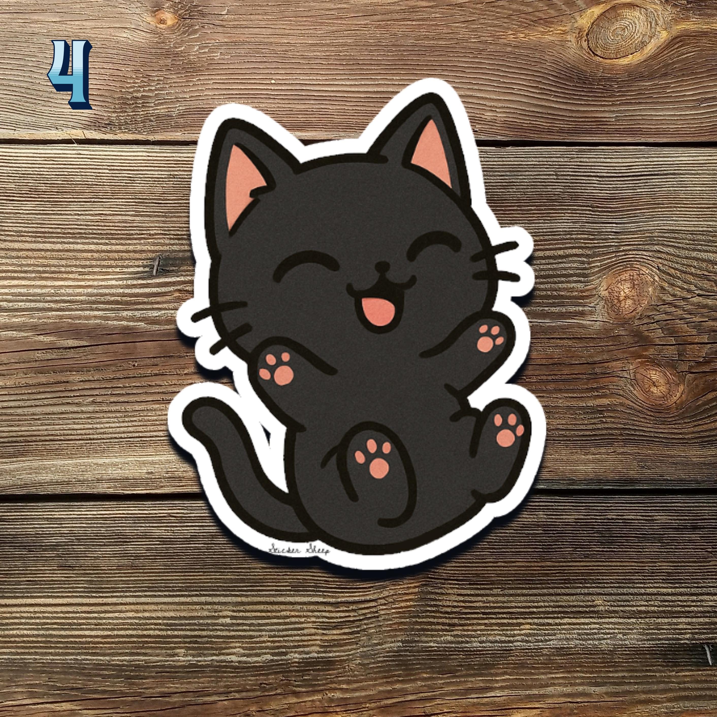 Black Cat Sticker Set: Kawaii Kitty Waterproof Vinyl Stickers - Etsy