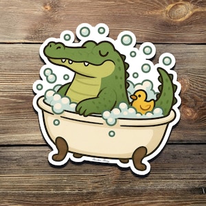 Sticker relaxant en vinyle pour bain moussant alligator – Sticker animal imperméable