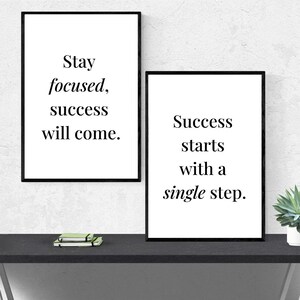 Success Mindset Wall Art Duo – Motivational Prints for Creatives and Hustlers – Office Wall Decor