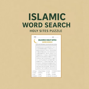 Islamic Word Search Puzzle: Muslim Kids Learning (PDF Pattern)