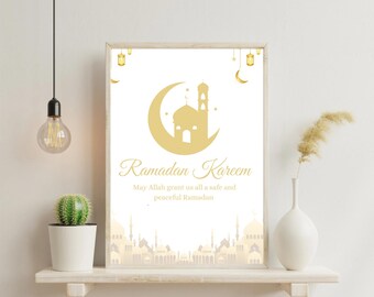 Ramadan Kareem Poster, Islamic Home Decor (Digital PDF A4 Size)