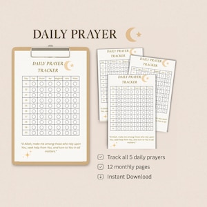 Islamic Prayer Tracker: 12-Month Salah Habit Planner (Digital/Printable)