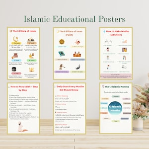 Islamic Educational Posters: Muslim Kids Learning, Wudhu, Salah (PDF Download A4/US Letter)