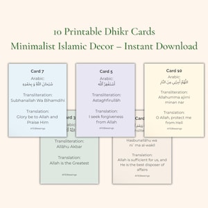 Tarjetas digitales Dhikr / Dhikr islámico diario imprimible / Tarjeta árabe de refuerzo del Imaan / Arte mural con recordatorios islámicos de descarga instantánea
