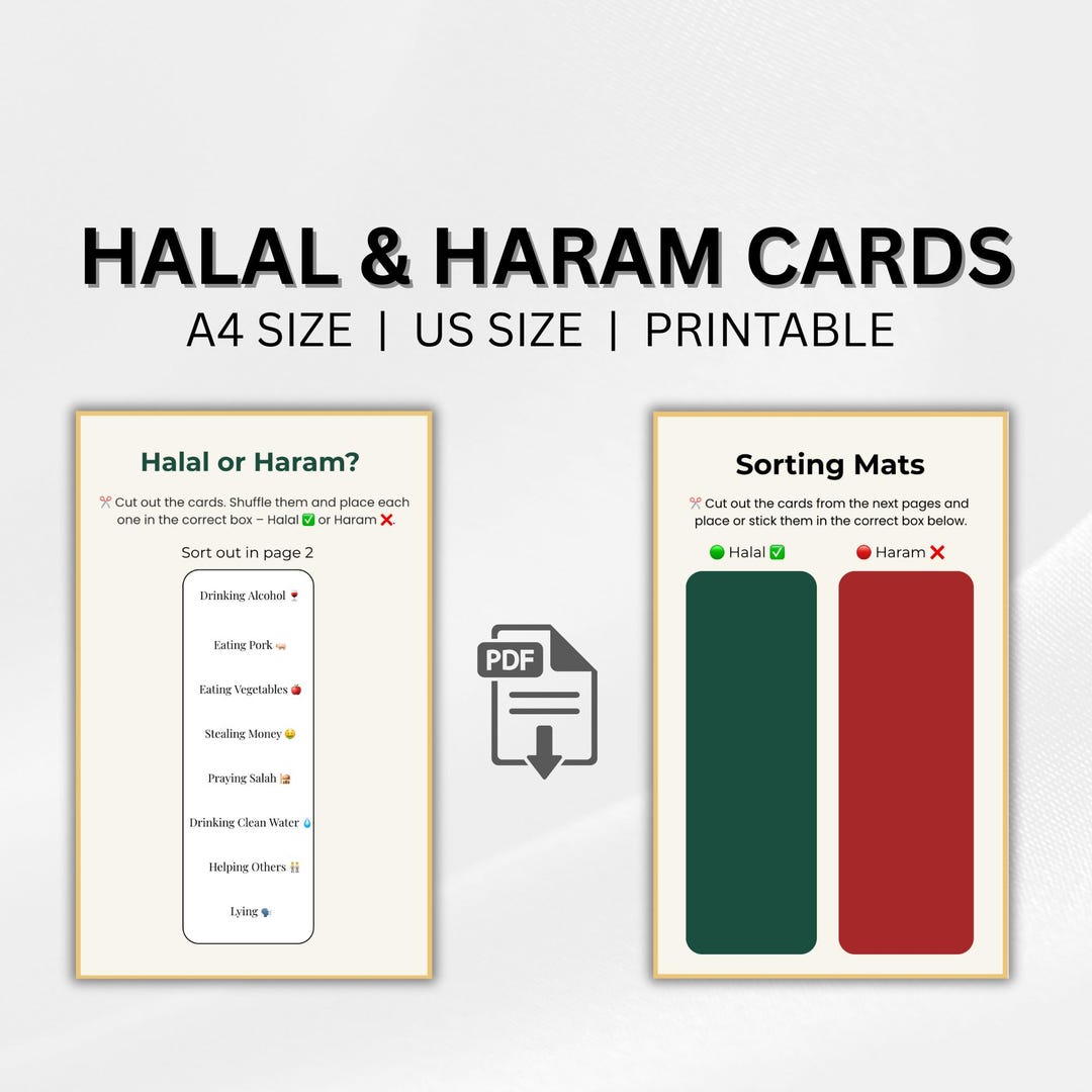 Halal and Haram Sorting Game – Islamic Kids Activity Printable | Muslim ...