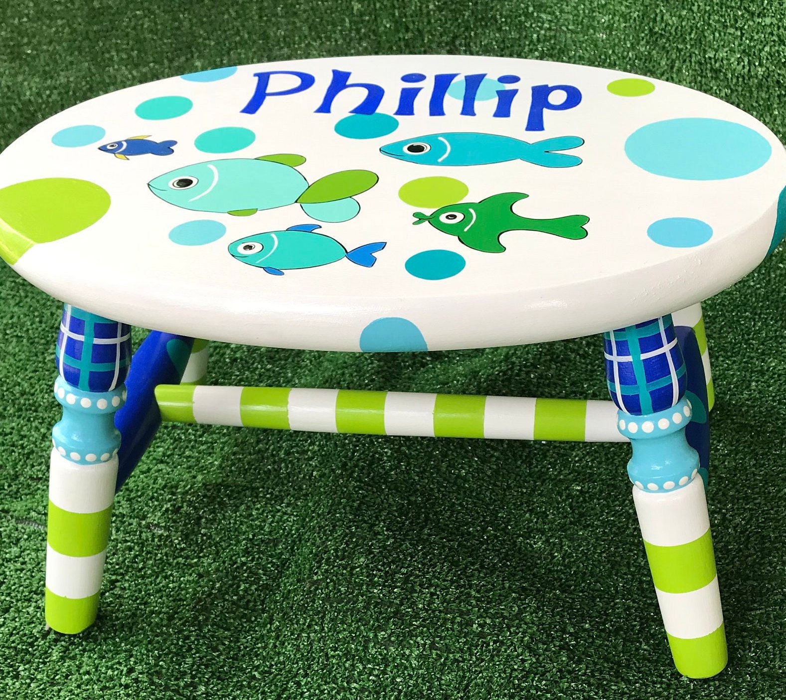 Pescado taburete azul verde pescado tema océano baño tema | Etsy