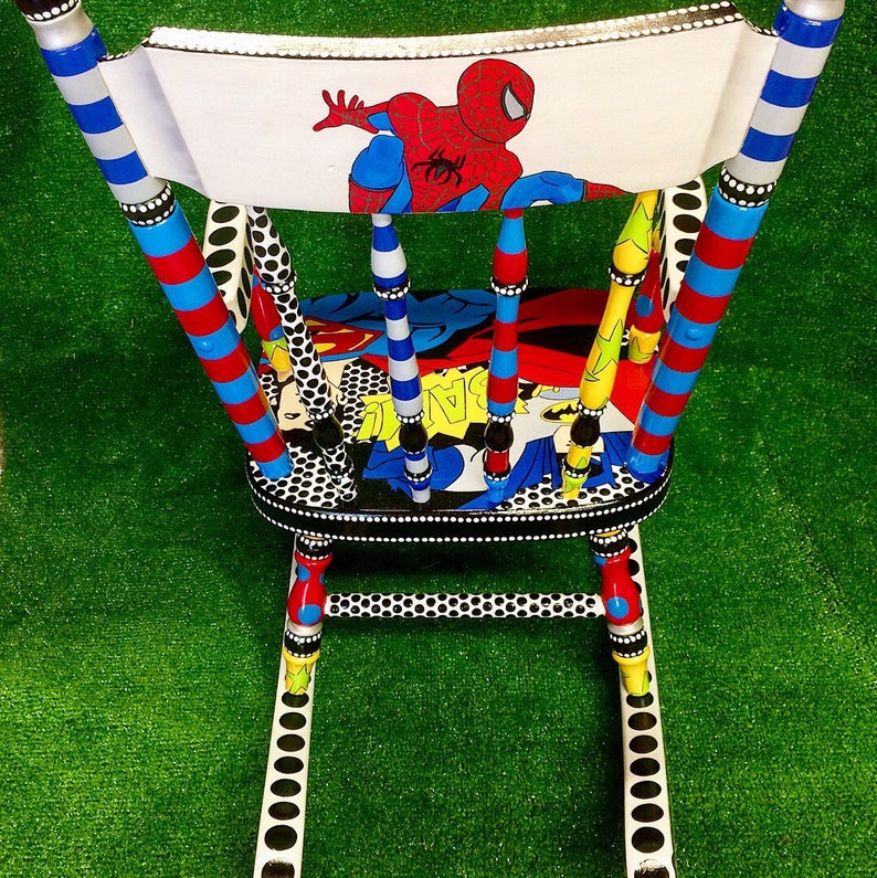 Superhero Kids Rocking Chair Superman Spiderman Batman Rocker for Children Every Little Boy is a Superhero
