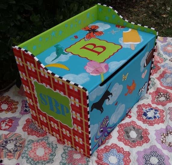 hand painted toy box personalized