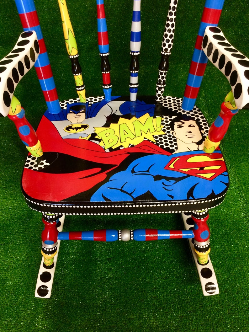 Superhero Kids Rocking Chair Superman Spiderman Batman Rocker for Children Every Little Boy is a Superhero