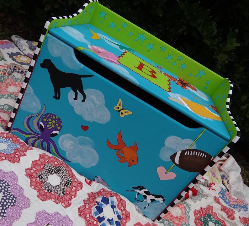 Personalized Toy Box Custom Hand Painted Toy Chest Toy Box Etsy