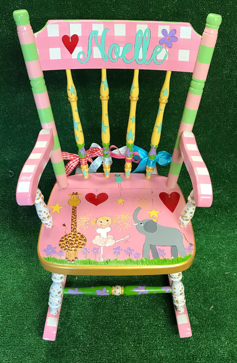 Personalized Ballerina Rocking Chair Kids Ballet Rocker Pink And Gold Rocker Rocker For Children Girls Ballet Shoes Chair Princess Furniture