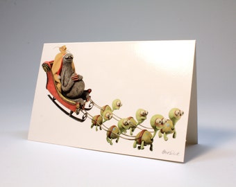 SANTA SLOTH holiday card