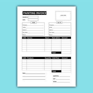 Painting Invoice. Minimalist Paint Invoice Template, Invoice Editable, Painters Invoice in Microsoft Word format, Invoice Template image 2
