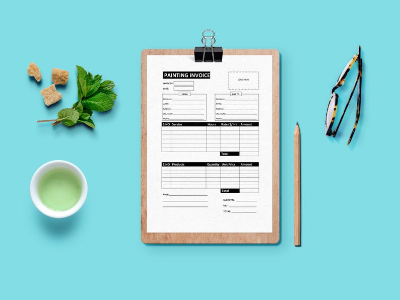 Painting Invoice. Minimalist Paint Invoice Template, Invoice Editable, Painters Invoice in Microsoft Word format, Invoice Template image 5