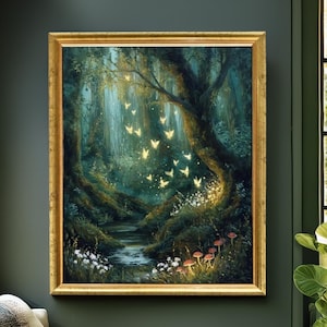 妖精の集いのアートプリント：幻想的な森、神秘的な森