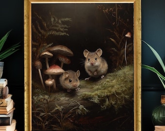 Whimsical Mouse Art Print: Cottagecore Woodland Decor