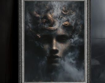 Medusa Art Print: Gothic Greek Mythology, Dark Academia Wall Art