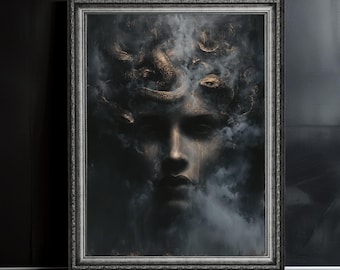 Medusa Art Print: Gothic Greek Mythology, Dark Academia Wall Art