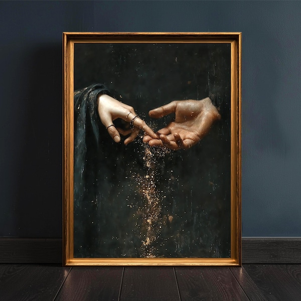 Ethereal Connection Art Print: Gothic Celestial Decor, Mystical Romance Wall Art, Romantic Wedding Gift, Valentine's Art Gift Print