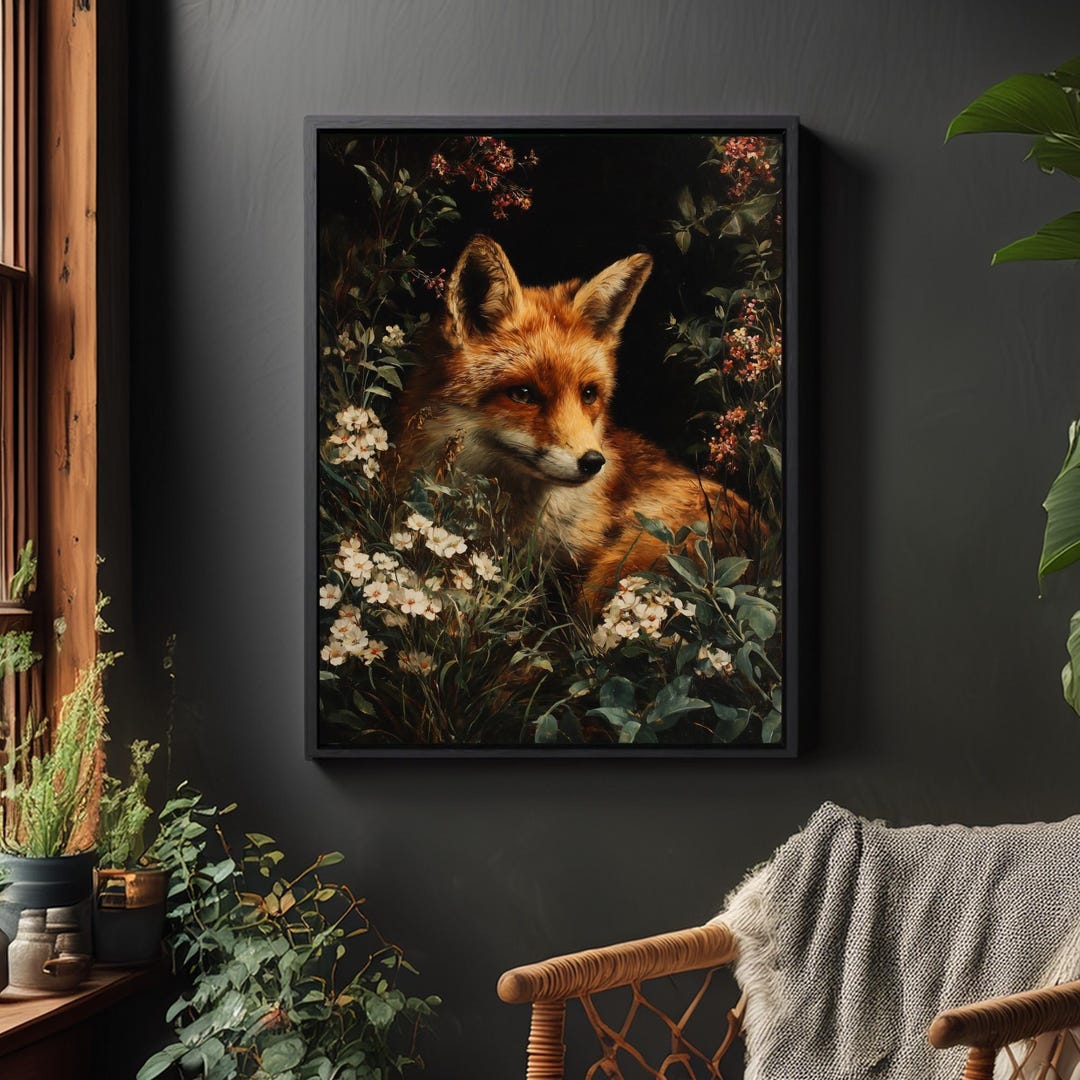 Moody Forest Fox Art Print Vintage style Woodland Animal Illustration moody-forest-fox-art-print-vintage-style-woodland-animal-illustration