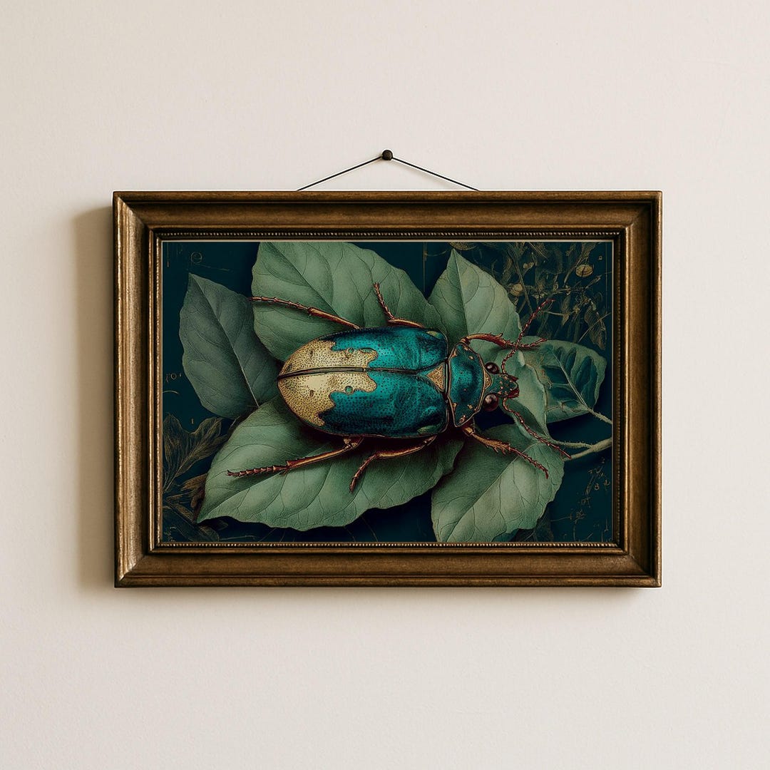 Vintage Beetle Botanical Art Print, Entomology Insect Illustration ...