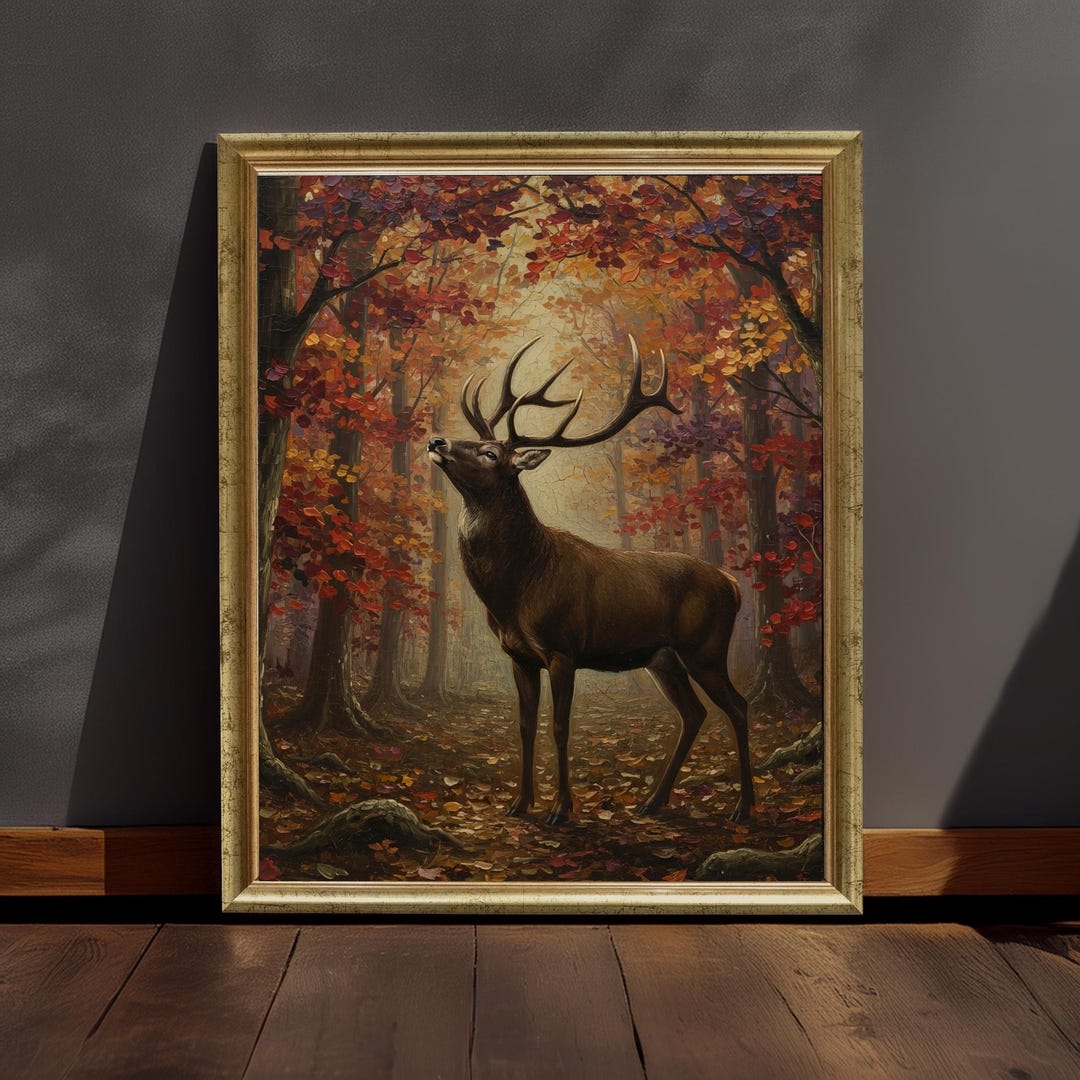 Majestic Stag in Autumn Forest Print – Woodland Deer Wall Art, Fall ...