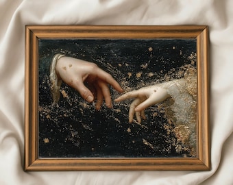 Golden Magic Touch Wand Kunst Druck, Romantische Liebhaber Geschenk, Hochzeitsgeschenk oder Verlobungs Geschenk Kunstwerk, Klassische Malerei mit Faux Golden Effekt