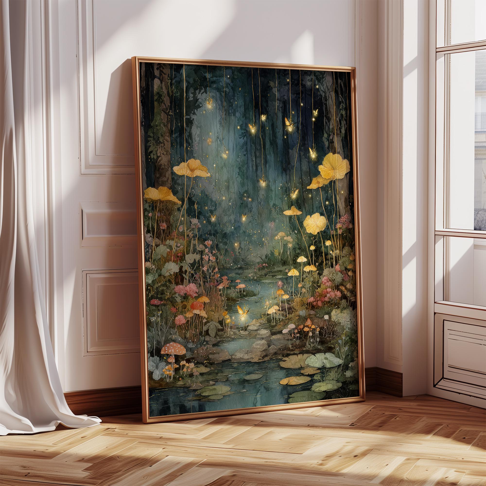Enchanted Forest Art Print, Fairycore Mushroom Wall Art, Magical ...