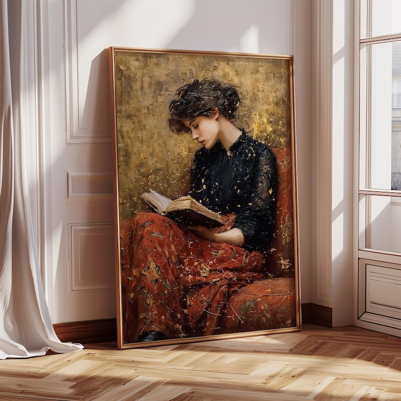 Woman Reading Art Print, Vintage Literary Wall Art, Moody Classic Book ...