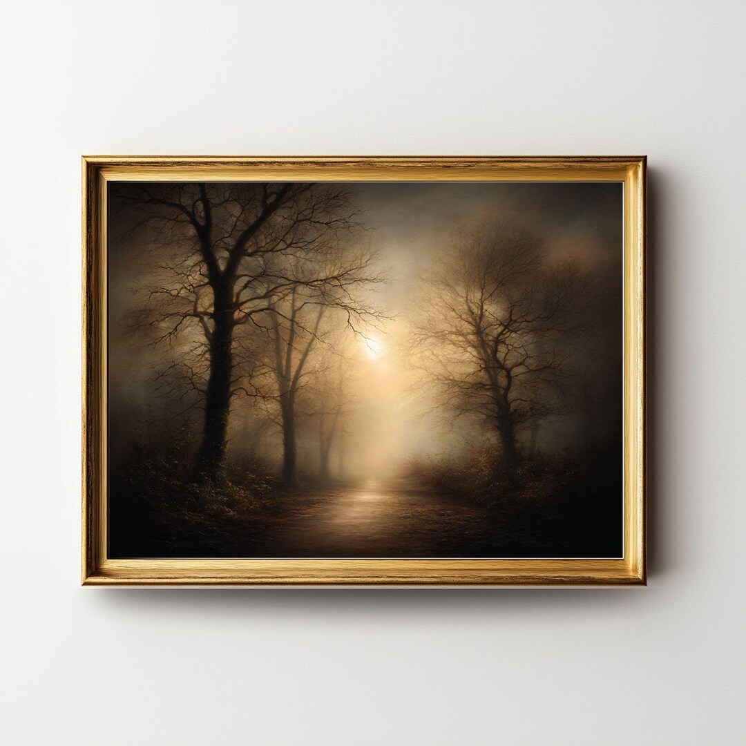 Moody Foggy Forest Path Print, Dark Cottagecore Wall Art, Misty ...