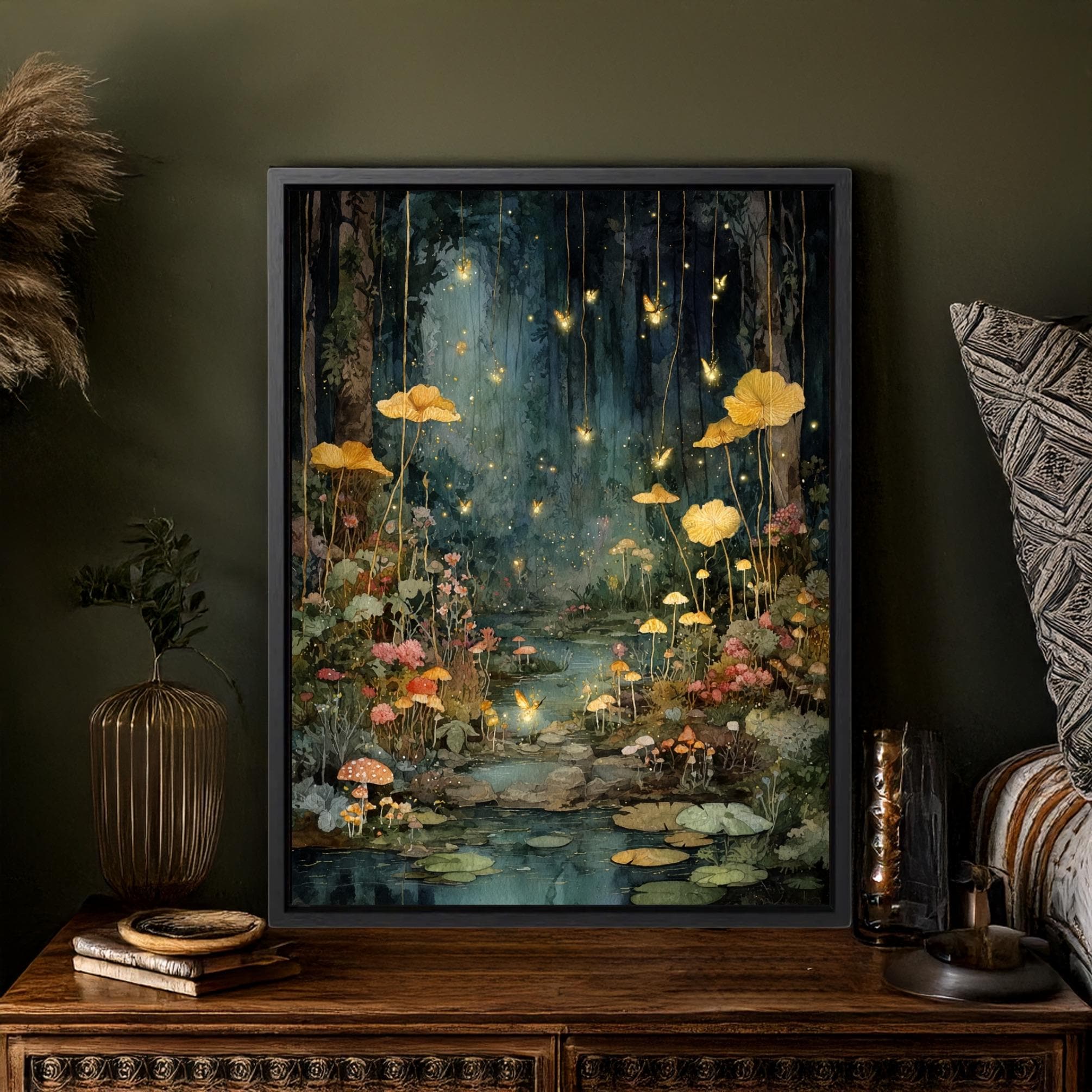 Enchanted Forest Art Print, Fairycore Mushroom Wall Art, Magical ...