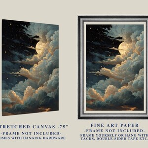 Kunstdruk maan en wolken: dromerige hemelse nachtelijke hemel afbeelding 11