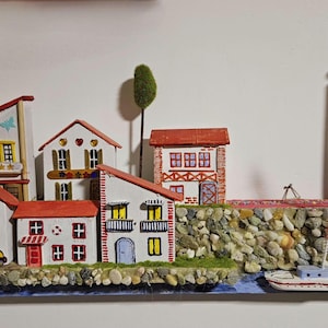 Handmade Wooden Key Holder | Miniature House Decor | Wall Mounted Key Rack | Wooden Wall Art | Rustic Home Organizer | Village Key Hanger