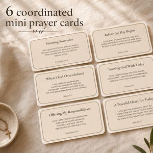 6 Mini Christian Morning Prayer Cards, Daily Surrender Scripture (PDF Download)