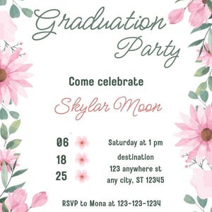 floral graduation invitation