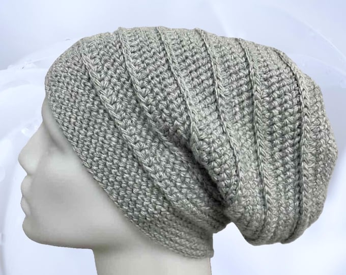 Crochet Slouchy Hat Flannel Gray