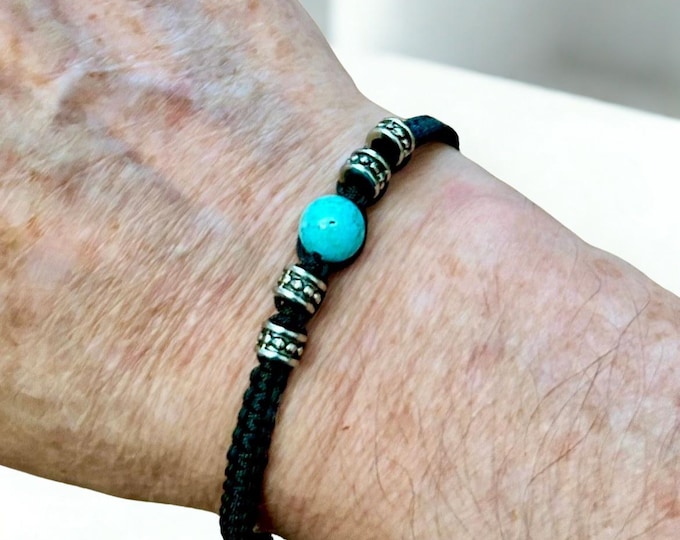 Macrame Boho Beaded Toggle Clasp Turquoise Bracelet