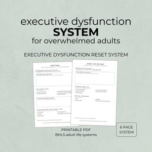 Executive Dysfunction Planning System for Overwhelmed Adults | Printable PDF